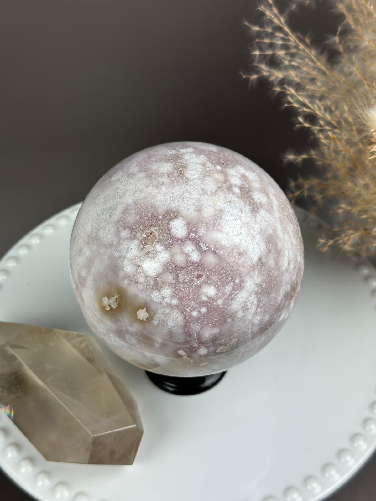 BELDA Statement Pink Amethyst x Flower Agate Sphere 4.3” // 111mm