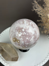 BELDA Statement Pink Amethyst x Flower Agate Sphere 4.3” // 111mm