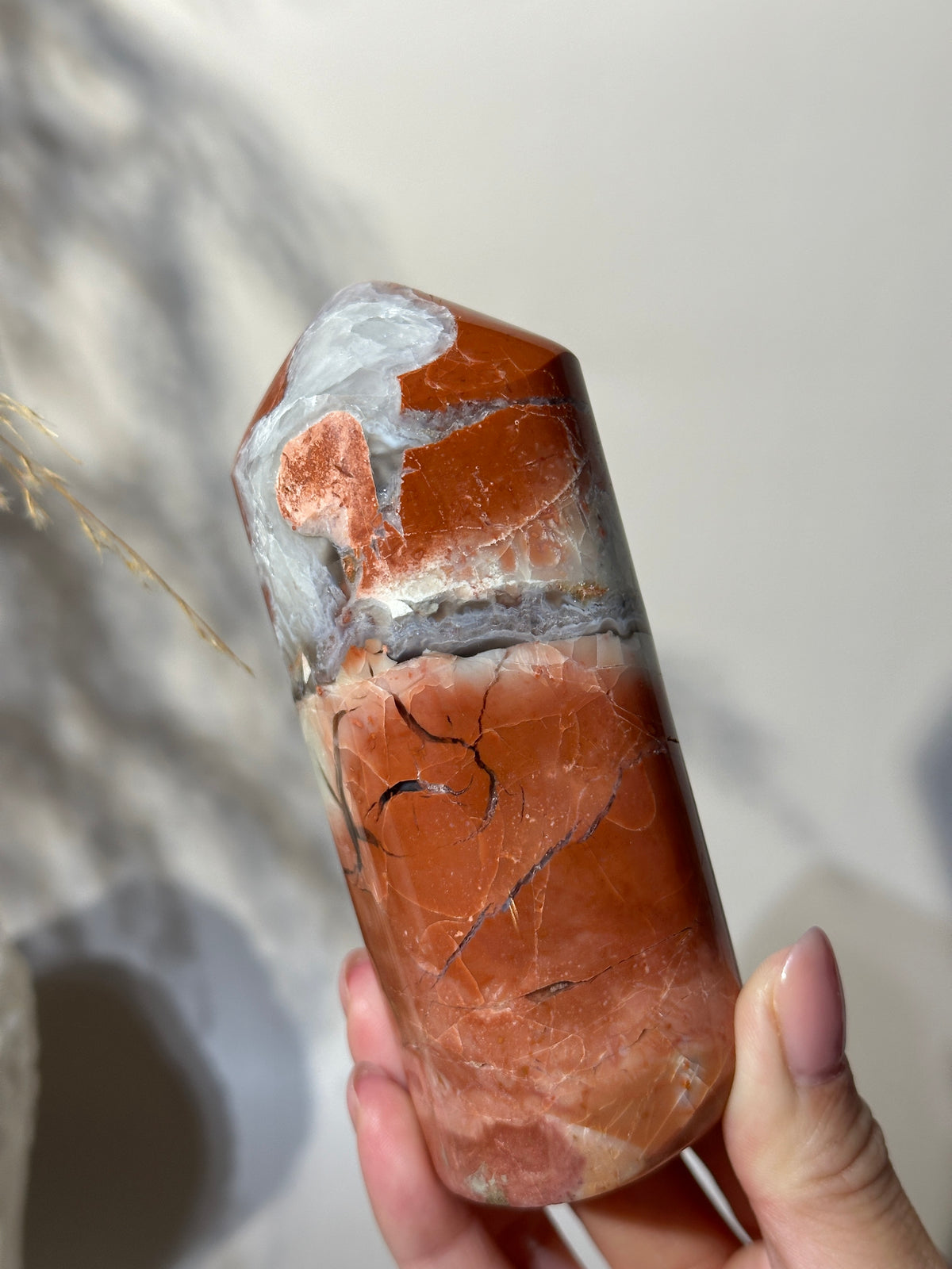 Tiffany Stone from Utah — Rare Creamy Coral Red & Pale Green Eggshell Beauty