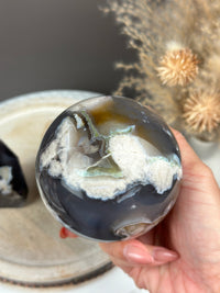 GEORGIA Black Flower Agate Sphere 81mm // 3.2”