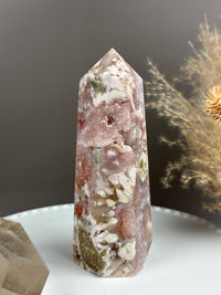 VERY BERRY Amethyst Druzy Flower Agate 6.5” Statement Tower