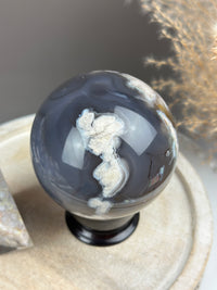 GEORGIA Black Flower Agate Sphere 81mm // 3.2”