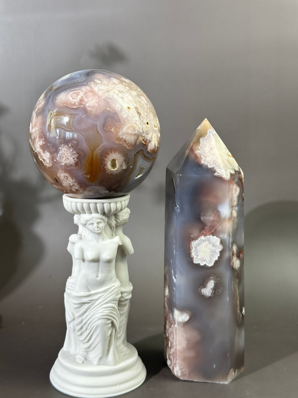 MAVIS 102mm Moody n Groovy Statement Flower Agate Sphere