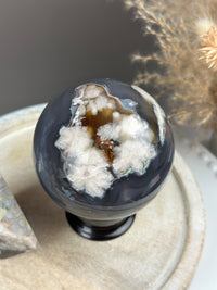 GEORGIA Black Flower Agate Sphere 81mm // 3.2”