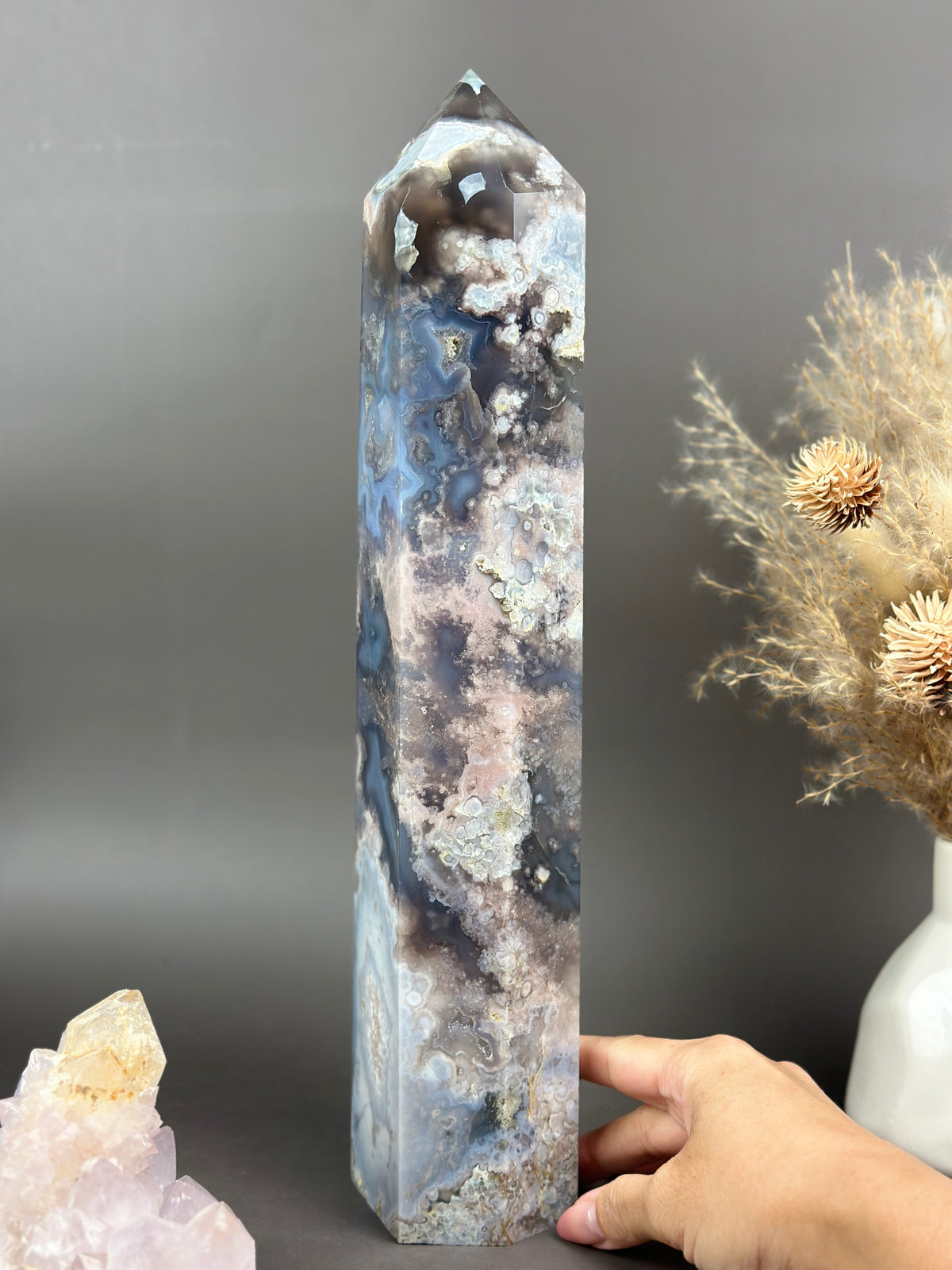 GISELLE Statement Flower Agate 13.25” Tower
