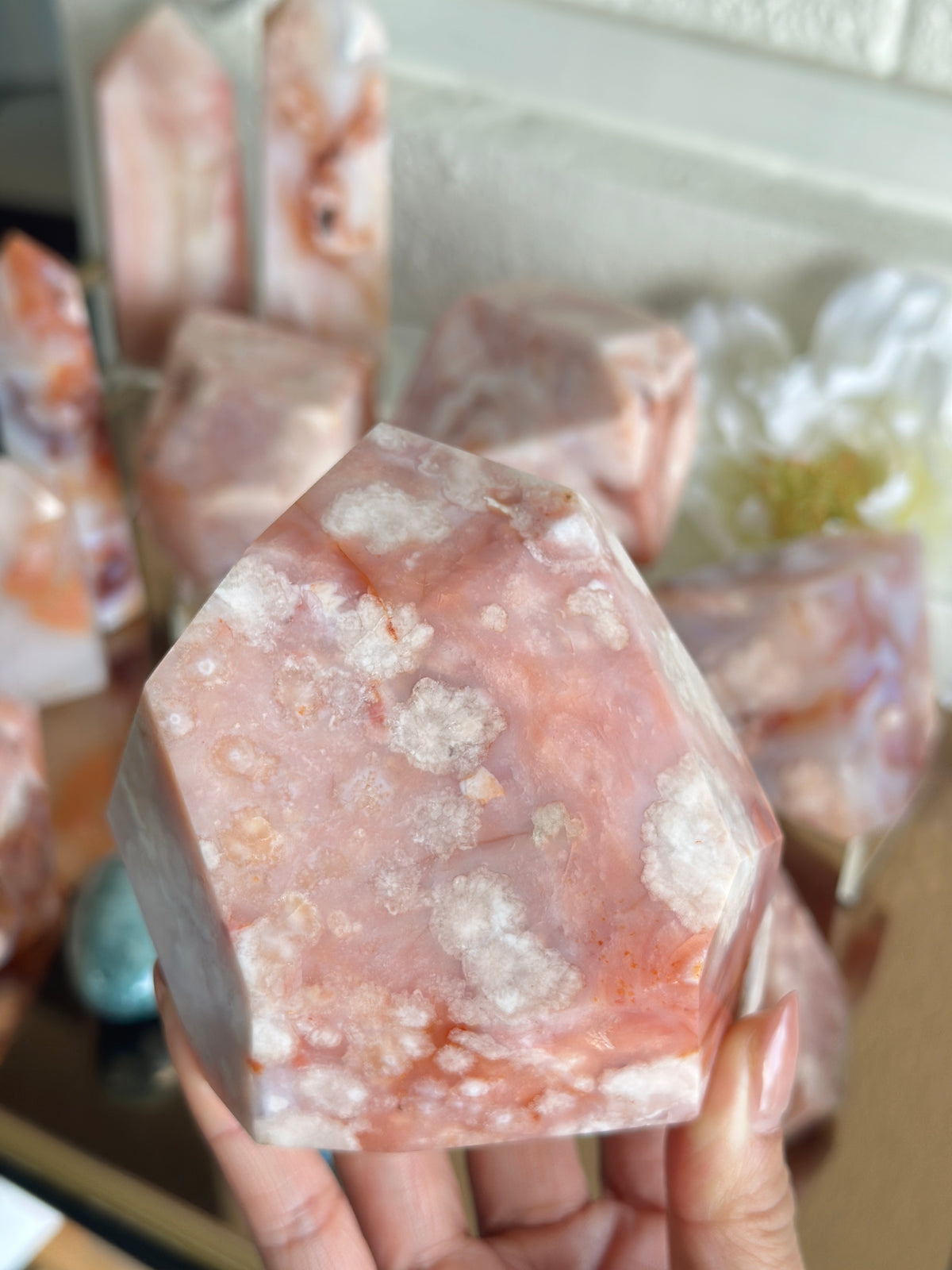 Pink Carnelian Flower Agate XL Freeform #1