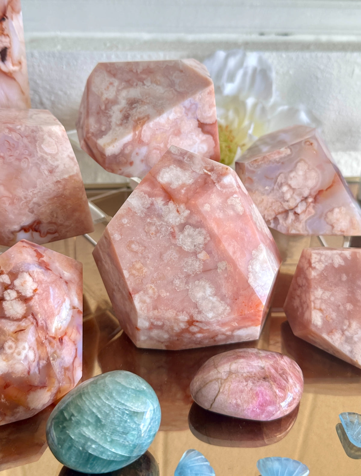 Pink Carnelian Flower Agate XL Freeform #1