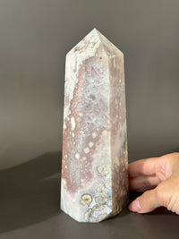 CINDY Pale Pink Amethyst Flower Agate 7.5” tower