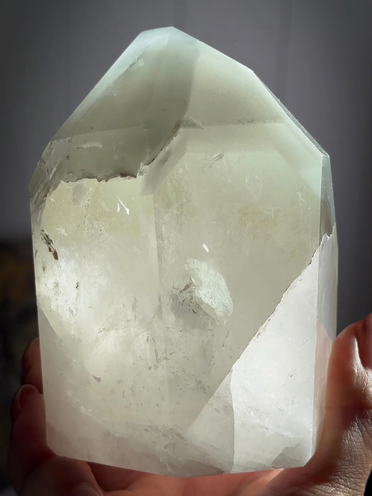 Green Chlorite Phantom Quartz Tower Large Chunky MATCHA LATTE