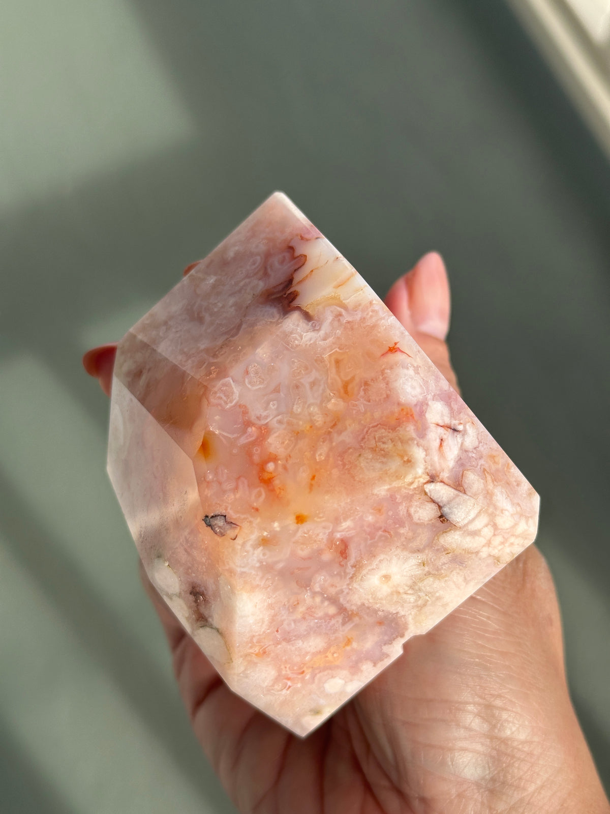 Pink Carnelian Flower Agate XL Freeform #4