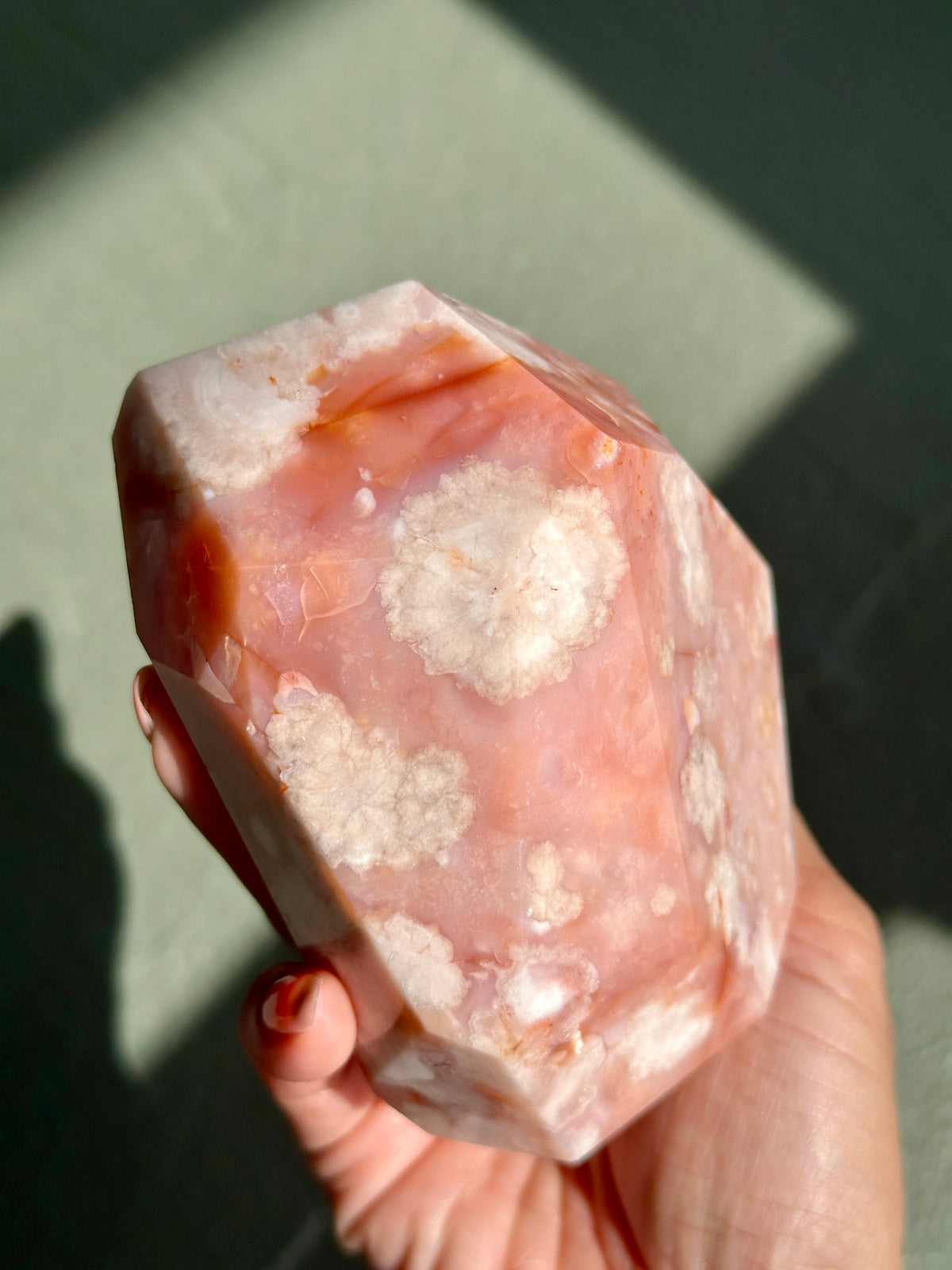 Pink Carnelian Flower Agate XL Freeform #1