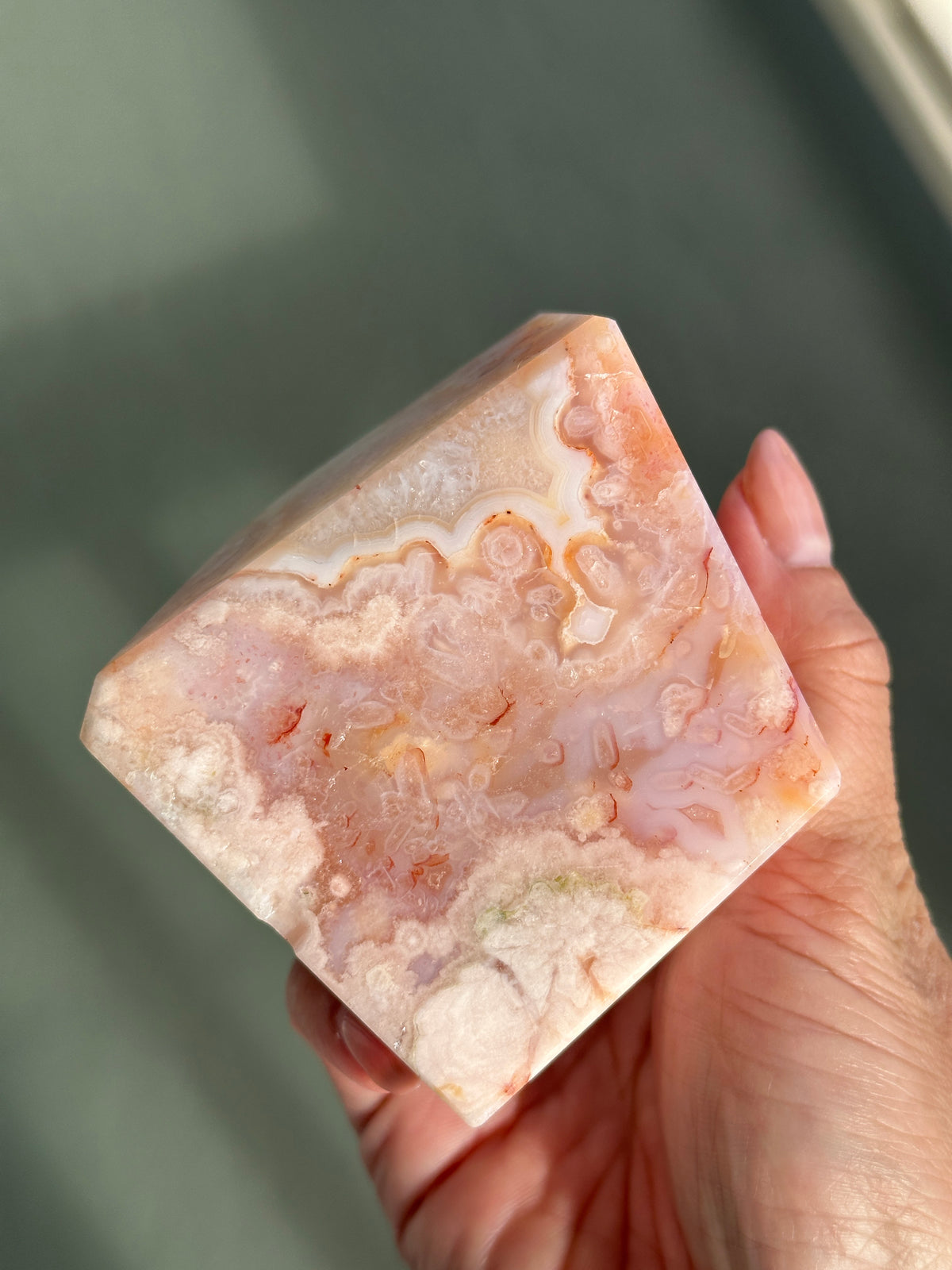 Pink Carnelian Flower Agate XL Freeform #4