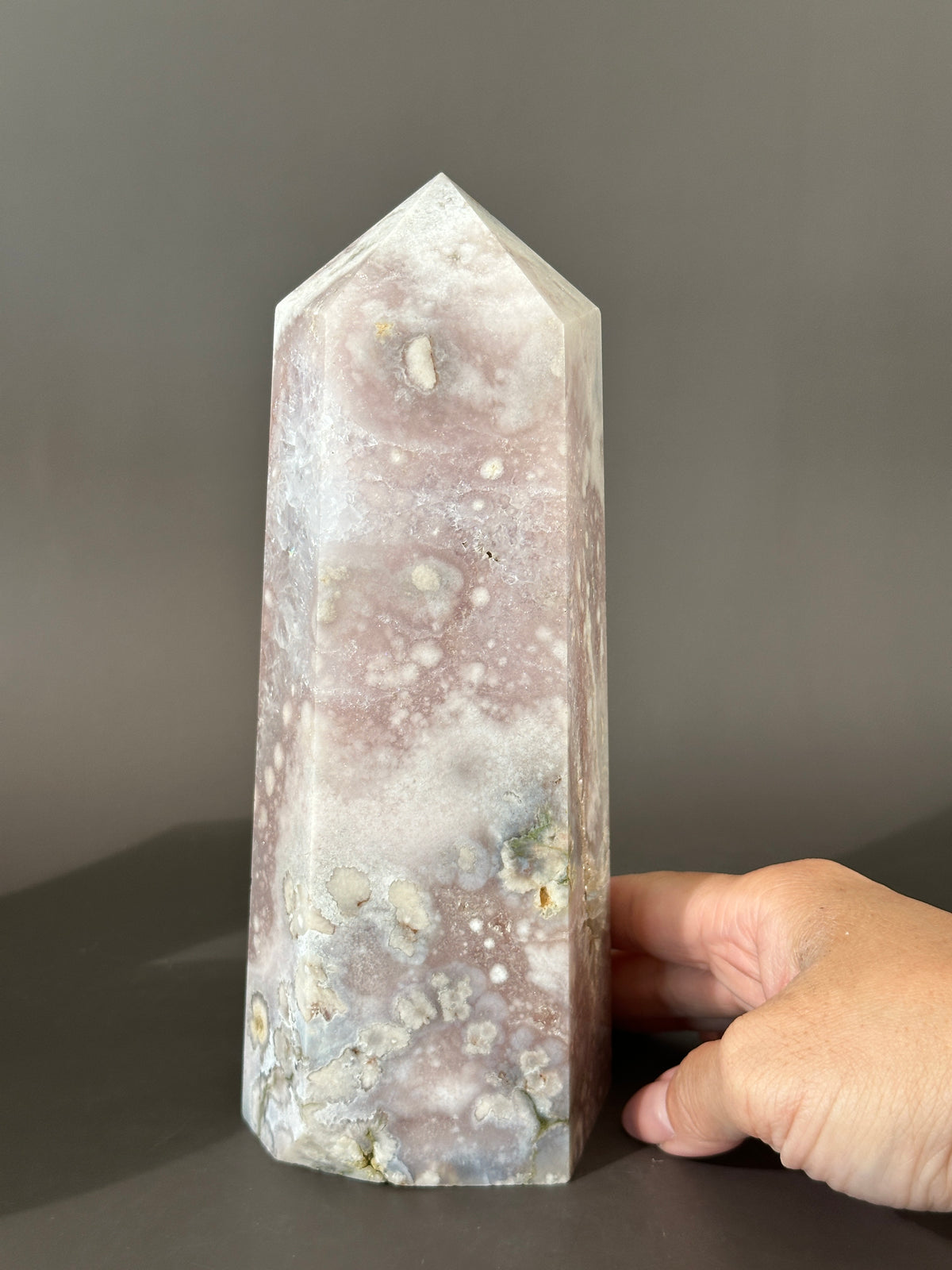 CINDY Pale Pink Amethyst Flower Agate 7.5” tower