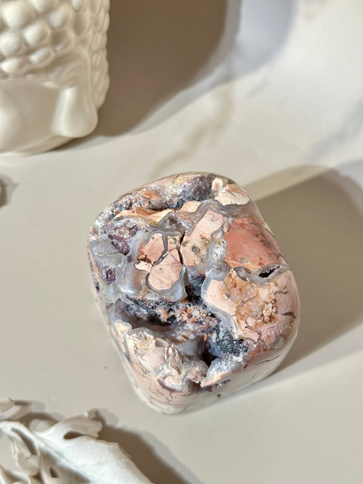 Tiffany Stone with Druzy Pockets Creamy Peachy Pink