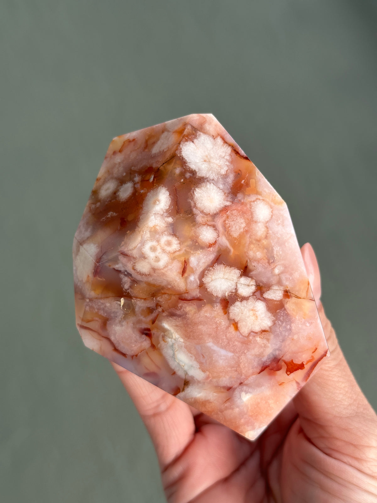 Pink Carnelian Flower Agate XL Freeform #3