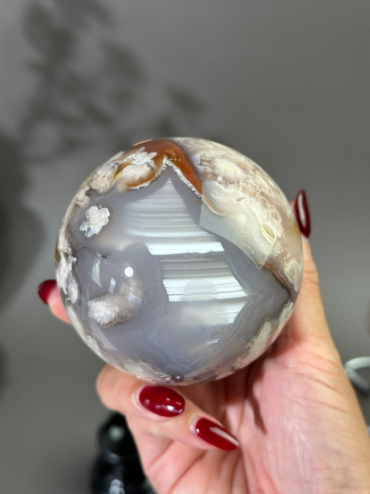MAXI 75mm Groovy n Moody Flower Agate Sphere