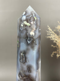 EDWARD Tall Dark n Moody Statement Flower Agate 12.5” Tower