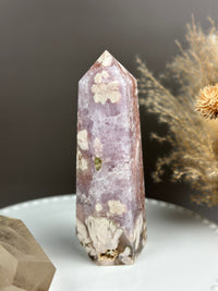 VERY BERRY Amethyst Druzy Flower Agate 6.5” Statement Tower