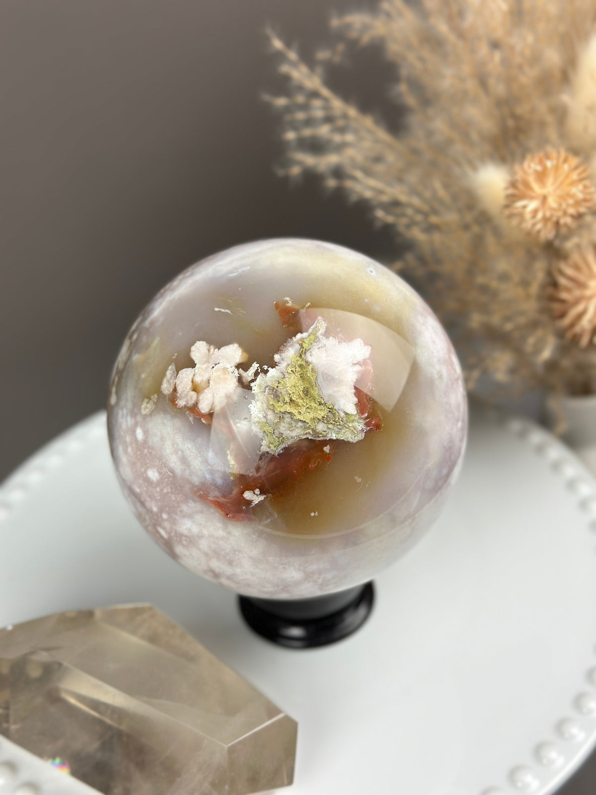 BELDA Statement Pink Amethyst x Flower Agate Sphere 4.3” // 111mm