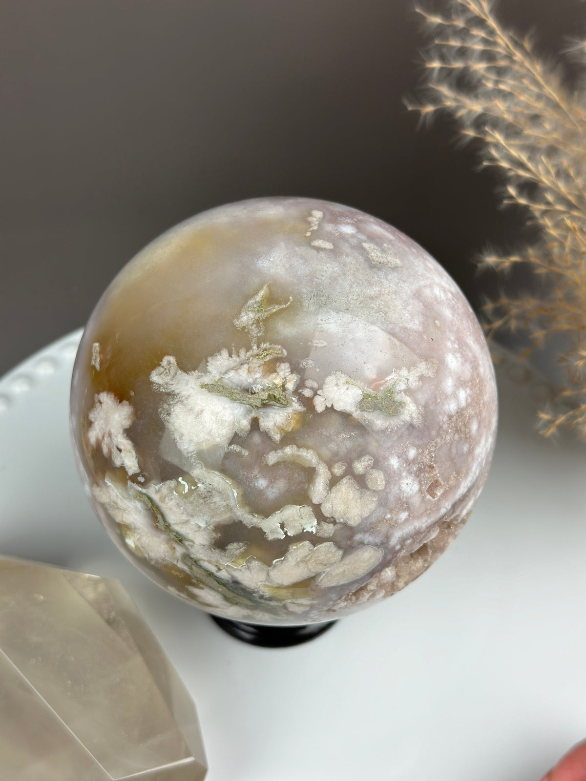 BELDA Statement Pink Amethyst x Flower Agate Sphere 4.3” // 111mm