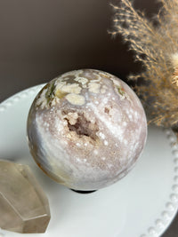 BELDA Statement Pink Amethyst x Flower Agate Sphere 4.3” // 111mm