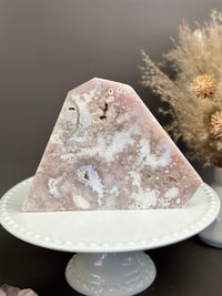 Slab Freeform Druzy Flower Agate x Pink Amethyst