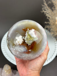 BELDA Statement Pink Amethyst x Flower Agate Sphere 4.3” // 111mm