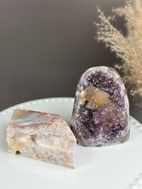 Slab Freeform Quartzy Flower Agate 1” thick with Red Swirls