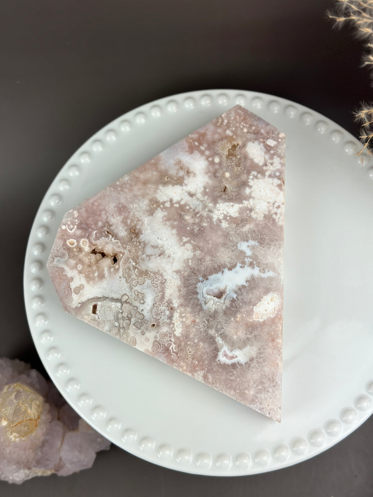 Slab Freeform Druzy Flower Agate x Pink Amethyst