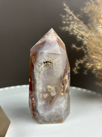 BABY T Flower Agate Tower Quartzy Strawberries 4.5"