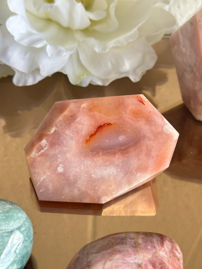 Pink Carnelian Flower Agate XL Freeform #6