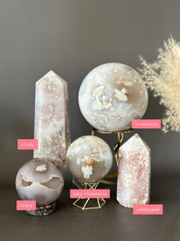 CINDY Pale Pink Amethyst Flower Agate 7.5” tower