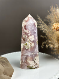 VERY BERRY Amethyst Druzy Flower Agate 6.5” Statement Tower