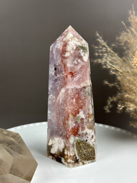 VERY BERRY Amethyst Druzy Flower Agate 6.5” Statement Tower