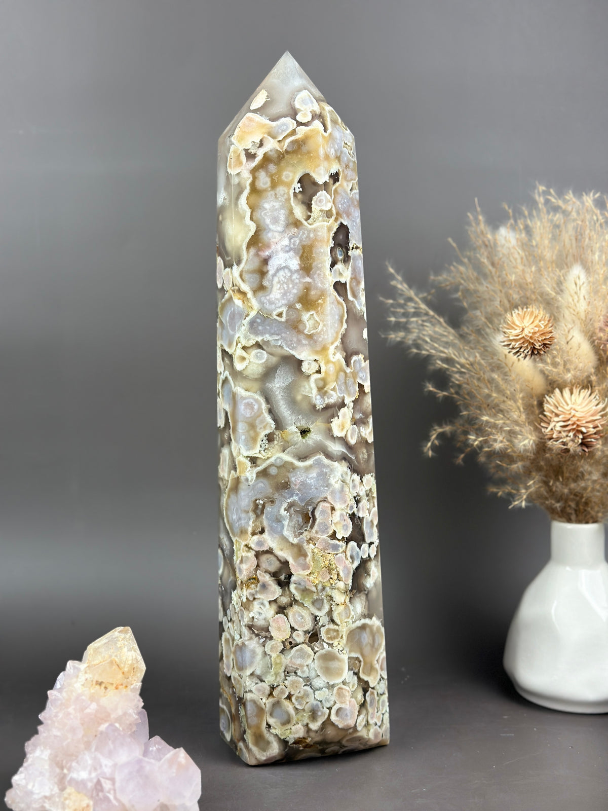 APPLE PIE 🥧 XXXL Statement 14.5” Flower Agate Tower