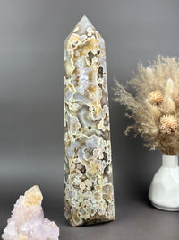 APPLE PIE 🥧 XXXL Statement 14.5” Flower Agate Tower