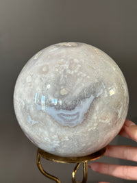 CINDERELLA Pale Pink Quartzy Flower Agate Statement Sphere 135mm