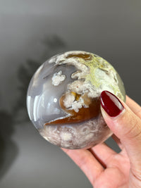 MAXI 75mm Groovy n Moody Flower Agate Sphere