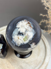 GEORGIA Black Flower Agate Sphere 81mm // 3.2”