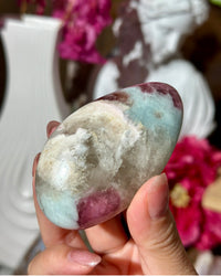 Pink Tourmaline Smoky Quartz Blue Cleavelandite Russian Palm Stone