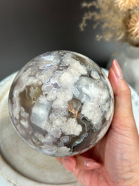 AGATHA Moody & Airbrushed Flower Agate Sphere 93mm // 3.6”