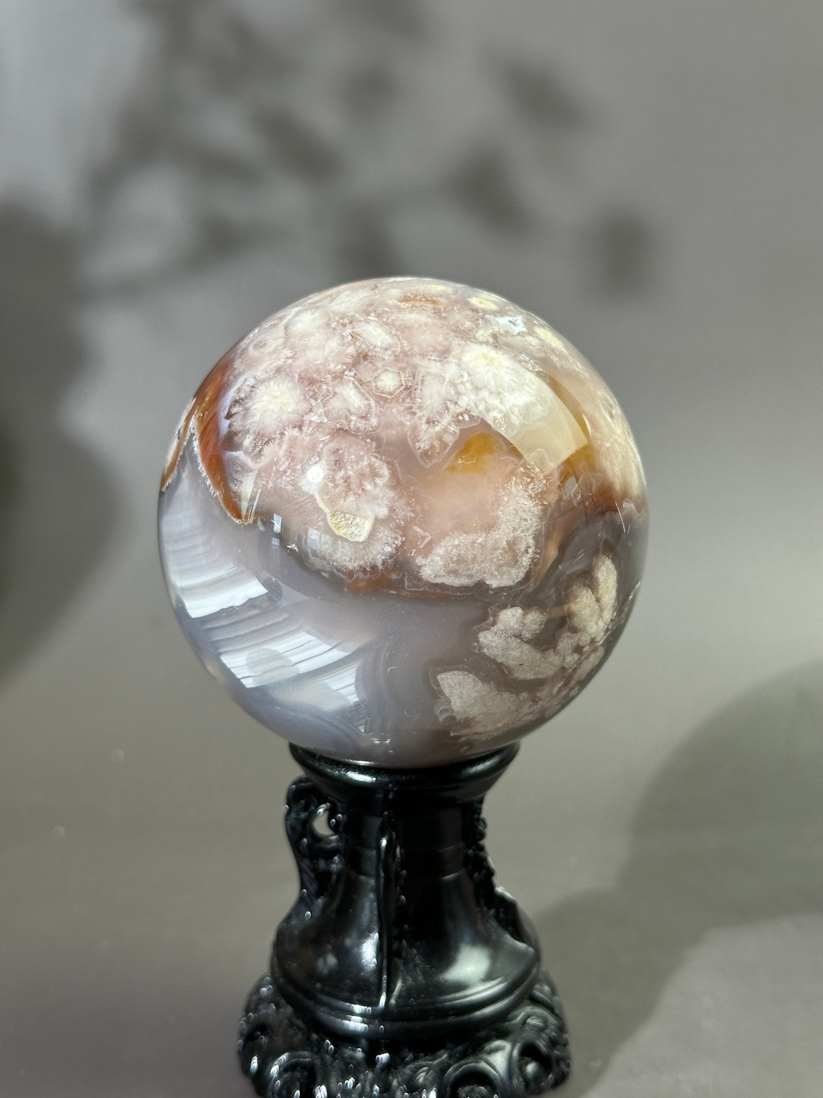 MAXI 75mm Groovy n Moody Flower Agate Sphere
