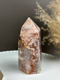 BABY T Flower Agate Tower Quartzy Strawberries 4.5"