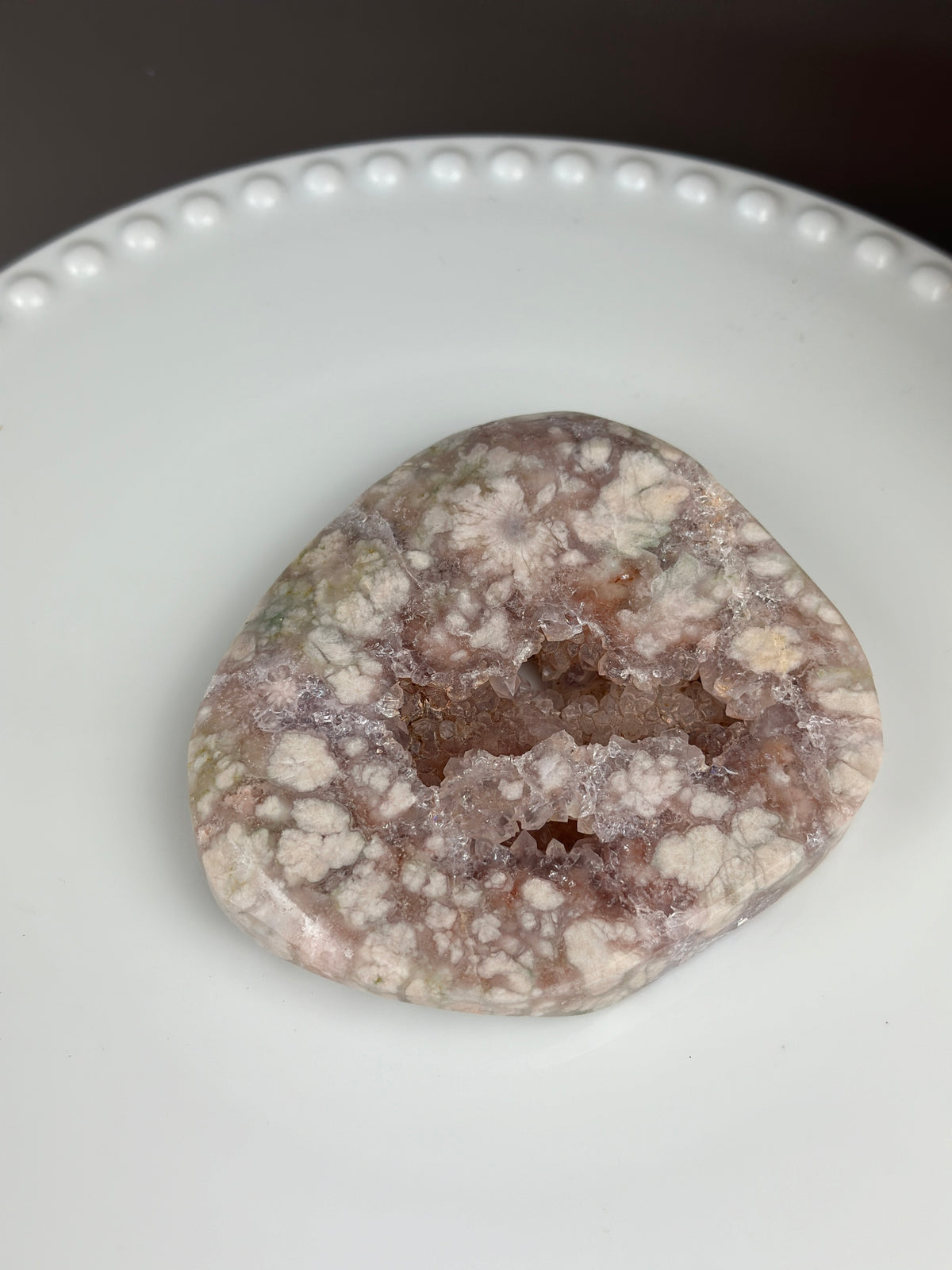 Slab Freeform Flower Agate x Amethyst Druzy 4”x3.5”