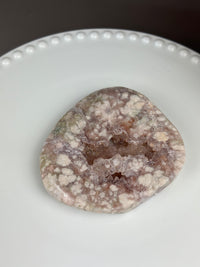 Slab Freeform Flower Agate x Amethyst Druzy 4”x3.5”