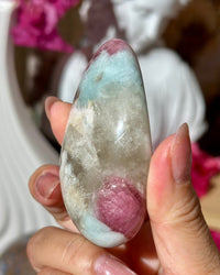 Pink Tourmaline Smoky Quartz Blue Cleavelandite Russian Palm Stone