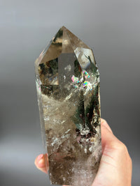 SMOKY LUSH Large Smoky Garden Quartz Tower with Rainbow Inclusions 5.75”