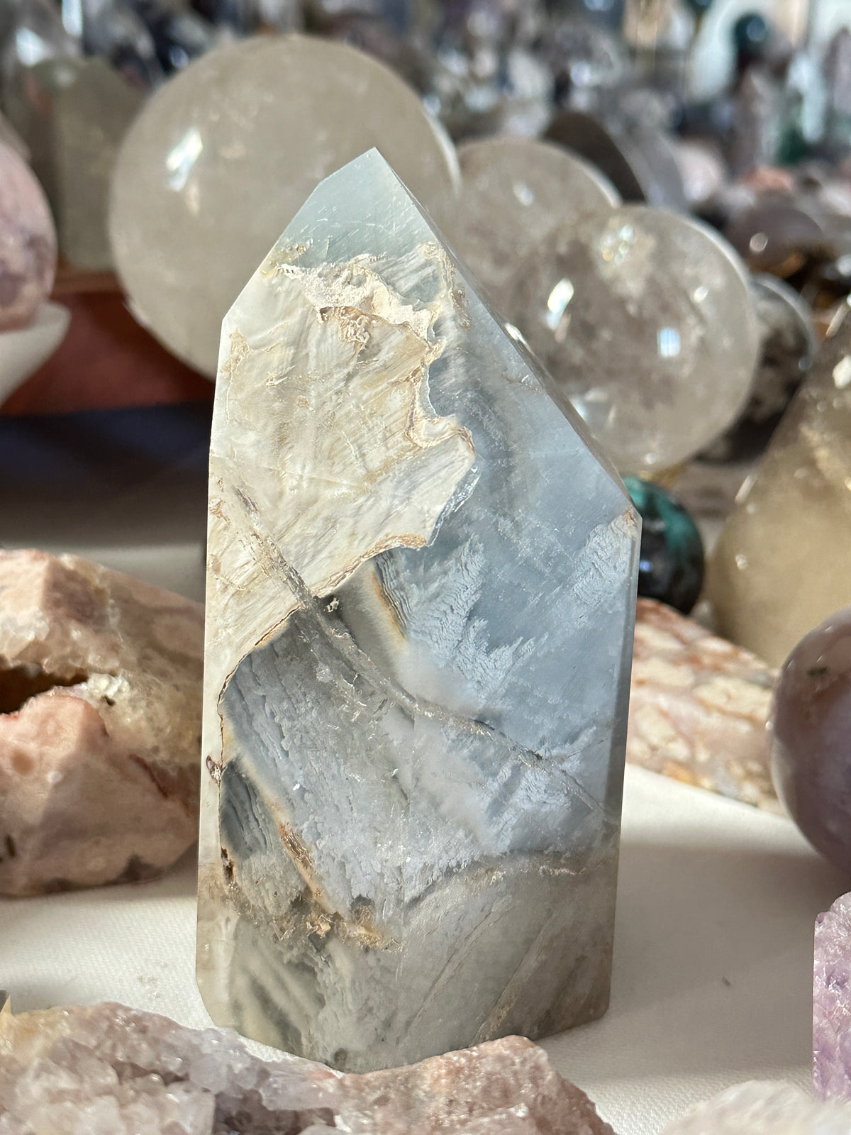 Blue Amphibole Blue Tara Statement Tower for Home Decor WOLFIE