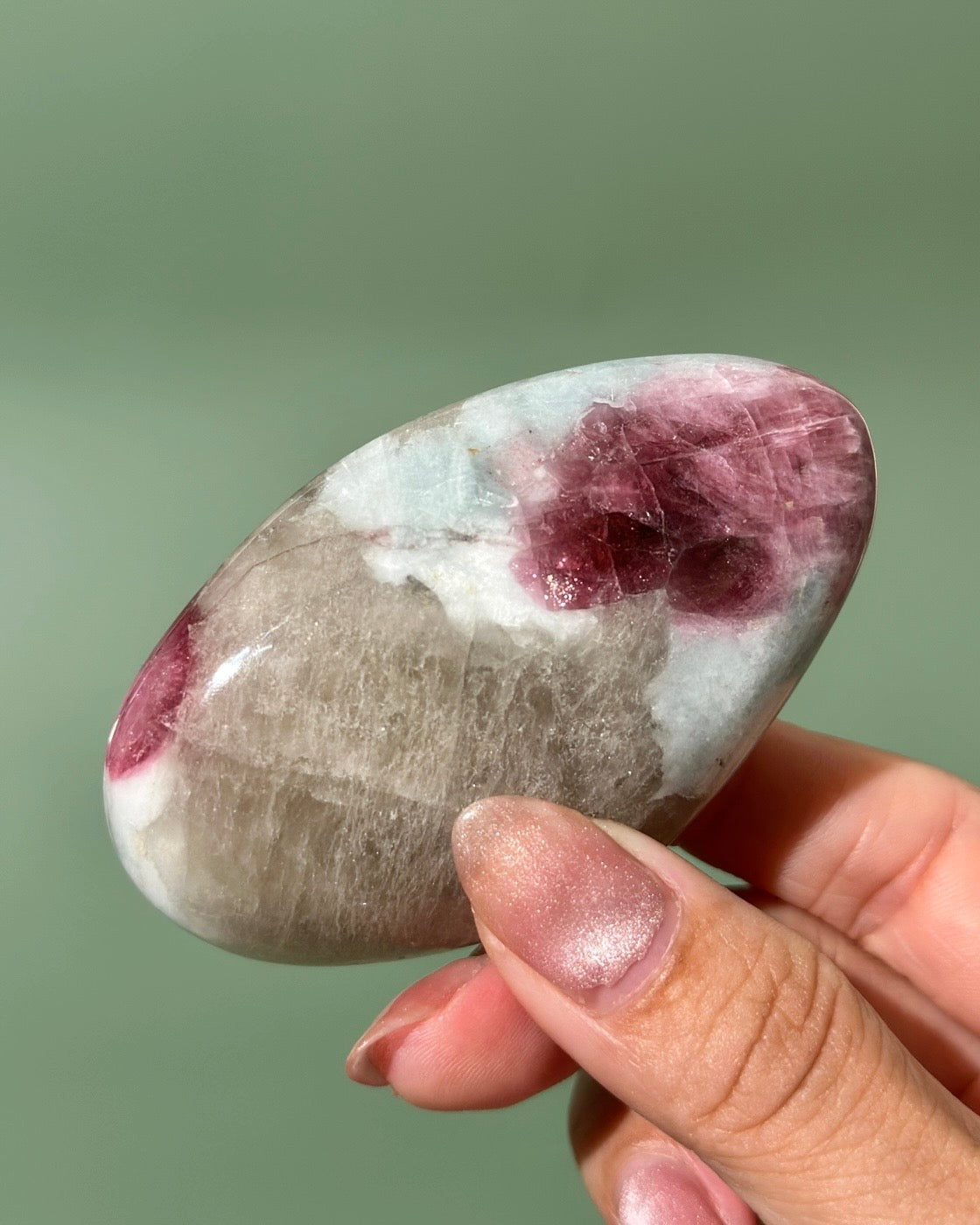 Pink Tourmaline Smoky Quartz Blue Cleavelandite Russian Palm Stone