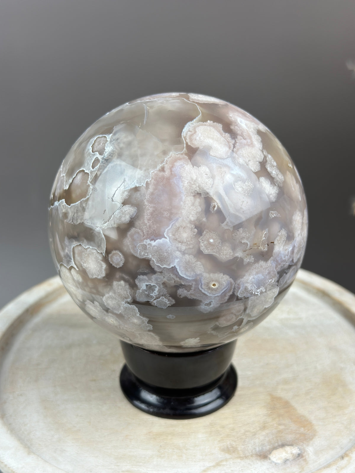 AGATHA Moody & Airbrushed Flower Agate Sphere 93mm // 3.6”